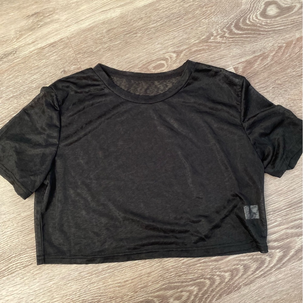 Shein pretty black sheer crop top